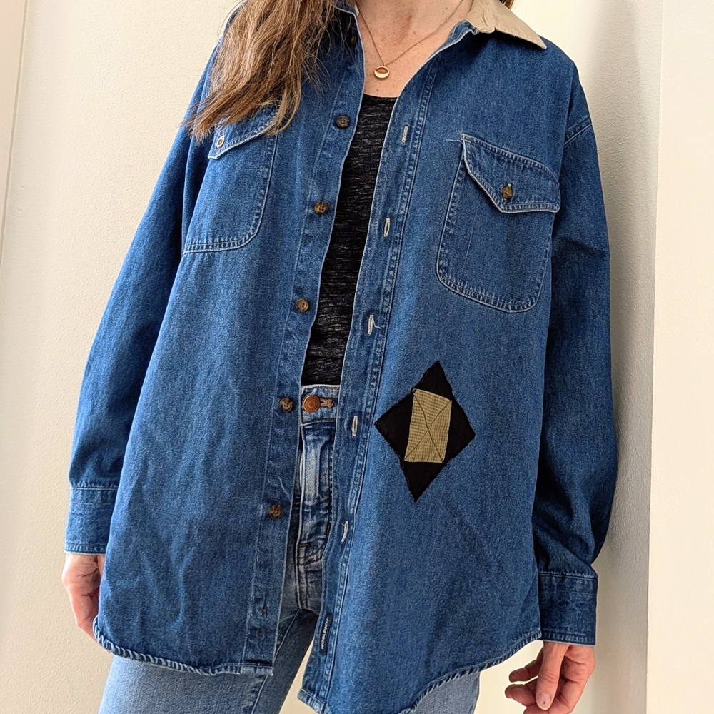 Vintage Woolrich Denim Patchwork Button-Front Col… - image 8